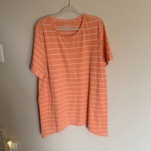 Westbound Peach Striped Short Sleeve Top